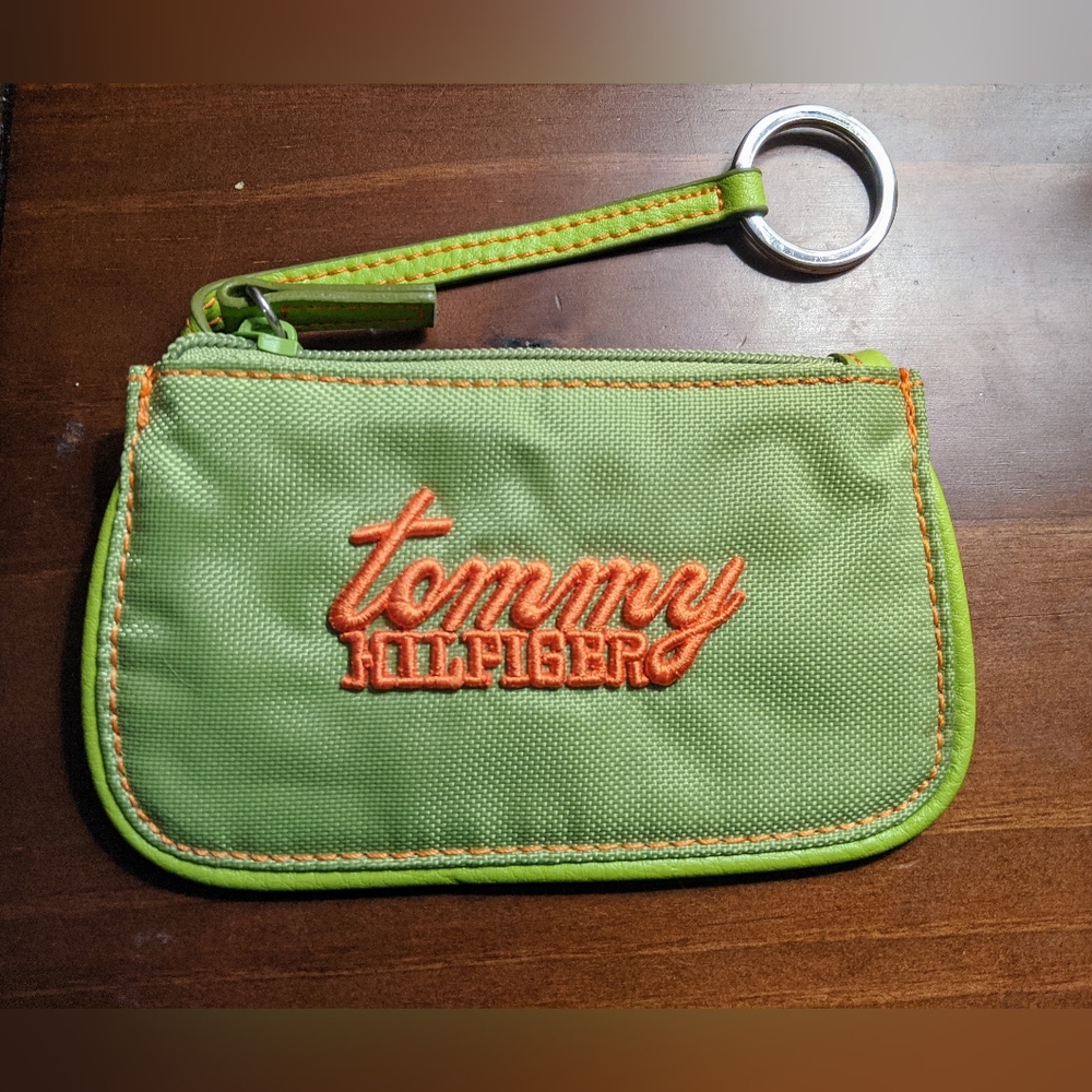 Tommy Hilfiger Vintage Y2K/Aughts Lime Green Embroidered Coin Purse Keychain